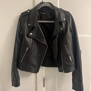 Lamarque Black Leather Moto Jacket